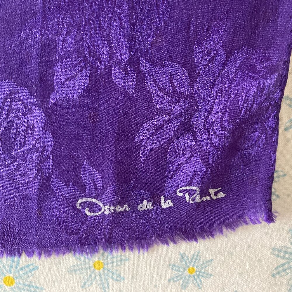 Oscar de la Renta Purple Scarf - 64 inches - Picture 5 of 5
